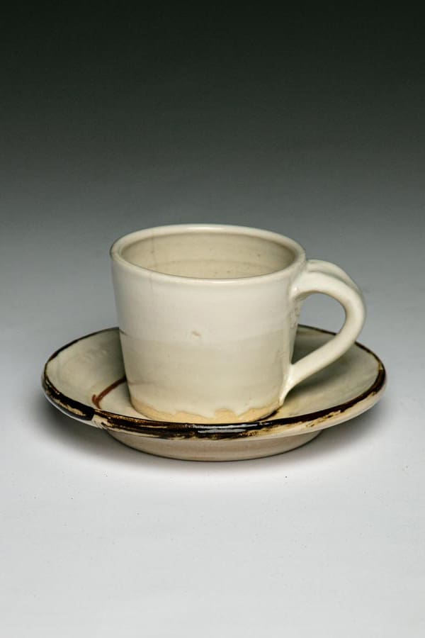 image of a teacup and saucer from VMFA ceramicist Steven Glass. In private collection.